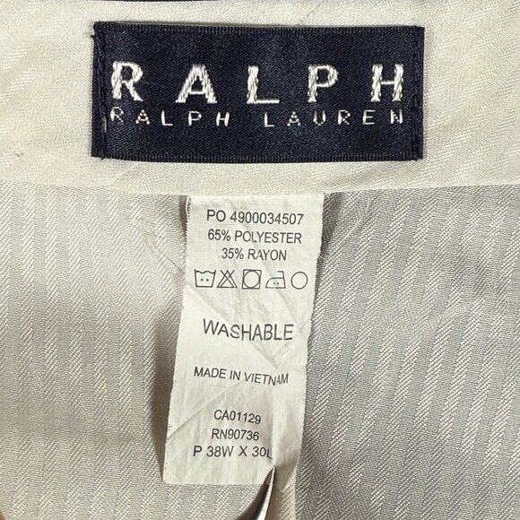 Ralph Lauren Dress Pants Men Size W38 L30 Plaid Slash Pockets Rayon Blend EUC - Picture 9 of 11